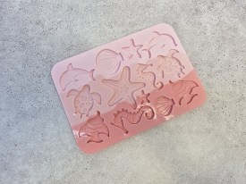 Molde silicona tricolor rosa 12 figuras marinas planas